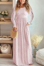 Load image into Gallery viewer, Leopard Round Neck Long Sleeve Maxi Dress