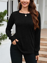 Load image into Gallery viewer, Texture Round Neck Long Sleeve Knit Top