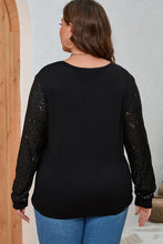 Load image into Gallery viewer, Plus Size Sequin Round Neck Long Sleeve Top