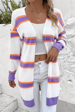 Load image into Gallery viewer, Striped Dropped Shoulder Cardigan