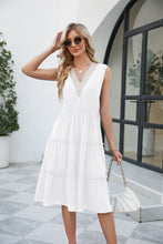 Load image into Gallery viewer, Contrast V-Neck Sleeveless Tiered Dress