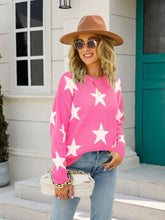 Load image into Gallery viewer, Star Round Neck Dropped Shoulder Sweater