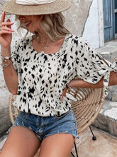 Load image into Gallery viewer, Tied Printed Boat Neck Blouse