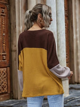 Load image into Gallery viewer, Color Block Waffle-Knit Long Sleeve Top