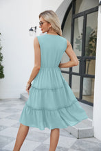 Load image into Gallery viewer, Contrast V-Neck Sleeveless Tiered Dress