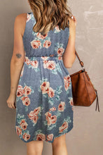 Load image into Gallery viewer, Printed Scoop Neck Sleeveless Buttoned Dress