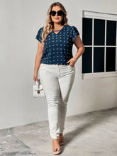 Load image into Gallery viewer, Plus Size Swiss Dot V-Neck Flutter Sleeve Tee