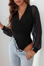 Load image into Gallery viewer, Surplice Mesh Long Sleeve Bodysuit