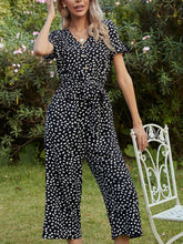 Load image into Gallery viewer, Printed V-Neck Short Sleeve Jumpsuit