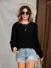 Load image into Gallery viewer, Openwork Round Neck Raglan Sleeve Sweater