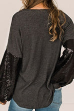 Load image into Gallery viewer, Plus Size Sequin Long Sleeve V-Neck Top