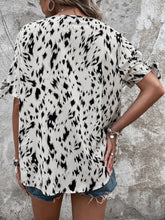 Load image into Gallery viewer, Tied Printed Boat Neck Blouse