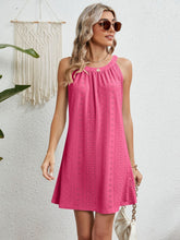 Load image into Gallery viewer, Eyelet Grecian Neck Mini Dress