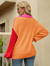 Load image into Gallery viewer, Color Block Dropped Shoulder Sweater