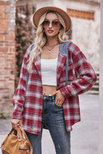Load image into Gallery viewer, Plaid Dropped Shoulder Hooded Longline Jacket