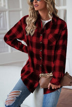 Load image into Gallery viewer, Plaid Button Up Dropped Shoulder Outerwear