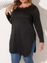 Load image into Gallery viewer, Plus Size Slit Long Sleeve T-Shirt