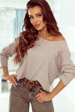Load image into Gallery viewer, Ribbed Round Neck Drop Shoulder Long Sleeve Top