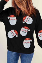 Load image into Gallery viewer, Sequin Santa Patch Round Neck Sweatshirt