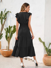 Load image into Gallery viewer, Tiered Ruffled V-Neck Cap Sleeve Dress