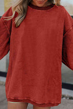 Load image into Gallery viewer, Ribbed Round Neck Drop Shoulder Sweatshirt