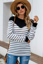 Load image into Gallery viewer, Striped Round Neck Long Sleeve T-Shirt
