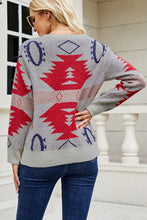 Load image into Gallery viewer, Printed Round Neck Long Sleeve Sweater