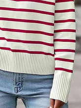 Load image into Gallery viewer, Striped Collared Neck Knit Top