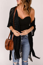 Load image into Gallery viewer, Fringe Hem Slit Open Front Cardigan