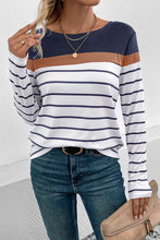 Load image into Gallery viewer, Striped Round Neck Long Sleeve T-Shirt