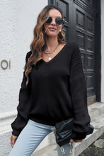 Load image into Gallery viewer, V-Neck Drop Shoulder Sweater