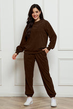 Load image into Gallery viewer, Round Neck Sweatshirt and Sweatpants Set