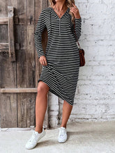 Load image into Gallery viewer, Striped Zip Front Hooded Dress