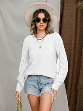 Load image into Gallery viewer, Openwork Round Neck Raglan Sleeve Sweater