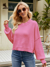 Load image into Gallery viewer, Round Neck Dropped Shoulder Sweater