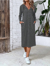Load image into Gallery viewer, Striped Zip Front Hooded Dress
