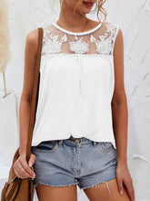Load image into Gallery viewer, Lace Detail Round Neck Tank
