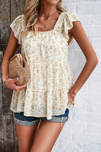 Load image into Gallery viewer, Printed Square Neck Cap Sleeve Blouse