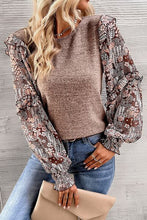 Load image into Gallery viewer, Heathered Floral Frill Lantern Sleeve Blouse