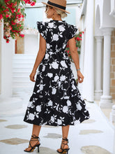 Load image into Gallery viewer, Floral Frill Trim V-Neck Tiered Midi Dress