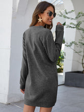 Load image into Gallery viewer, Round Neck Long Sleeve Mini Dress with Pockets