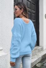 Load image into Gallery viewer, V-Neck Drop Shoulder Sweater