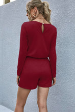 Load image into Gallery viewer, Drawstring Waist Long Sleeve Romper