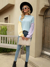 Load image into Gallery viewer, Color Block Dropped Shoulder Sweater