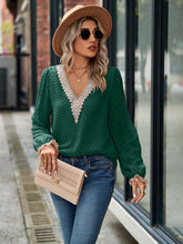 Load image into Gallery viewer, Swiss Dot V-Neck Long Sleeve Blouse