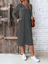 Load image into Gallery viewer, Striped Zip Front Hooded Dress