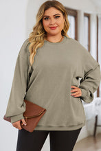 Load image into Gallery viewer, Plus Size Round Neck Dropped Shoulder Sweatshirt
