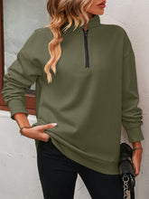 Load image into Gallery viewer, Zip-Up Dropped Shoulder Sweatshirt