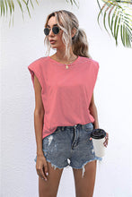Load image into Gallery viewer, Round Neck Cap Sleeve Tee