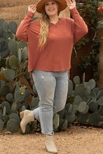 Load image into Gallery viewer, Plus Size Notched Long Sleeve T-Shirt